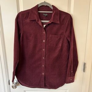 Talbots NWT Burgundy Corduroy Button-Up Shirt